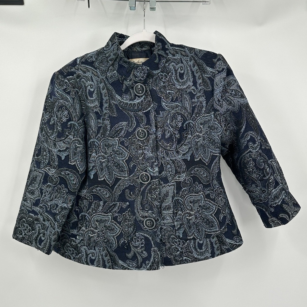 Womens Regency Baroque Jacket Size L Jacquard Metallic Paisley Victorian Glam